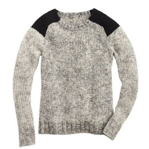 ❌SOLD❌J. Crew Women's Large Marled Wool-Blend Gray and Black chunky knit Sweater